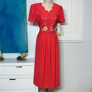 Vintage Periwinkle by Barlow Scarlet Embroidered Midi Dress